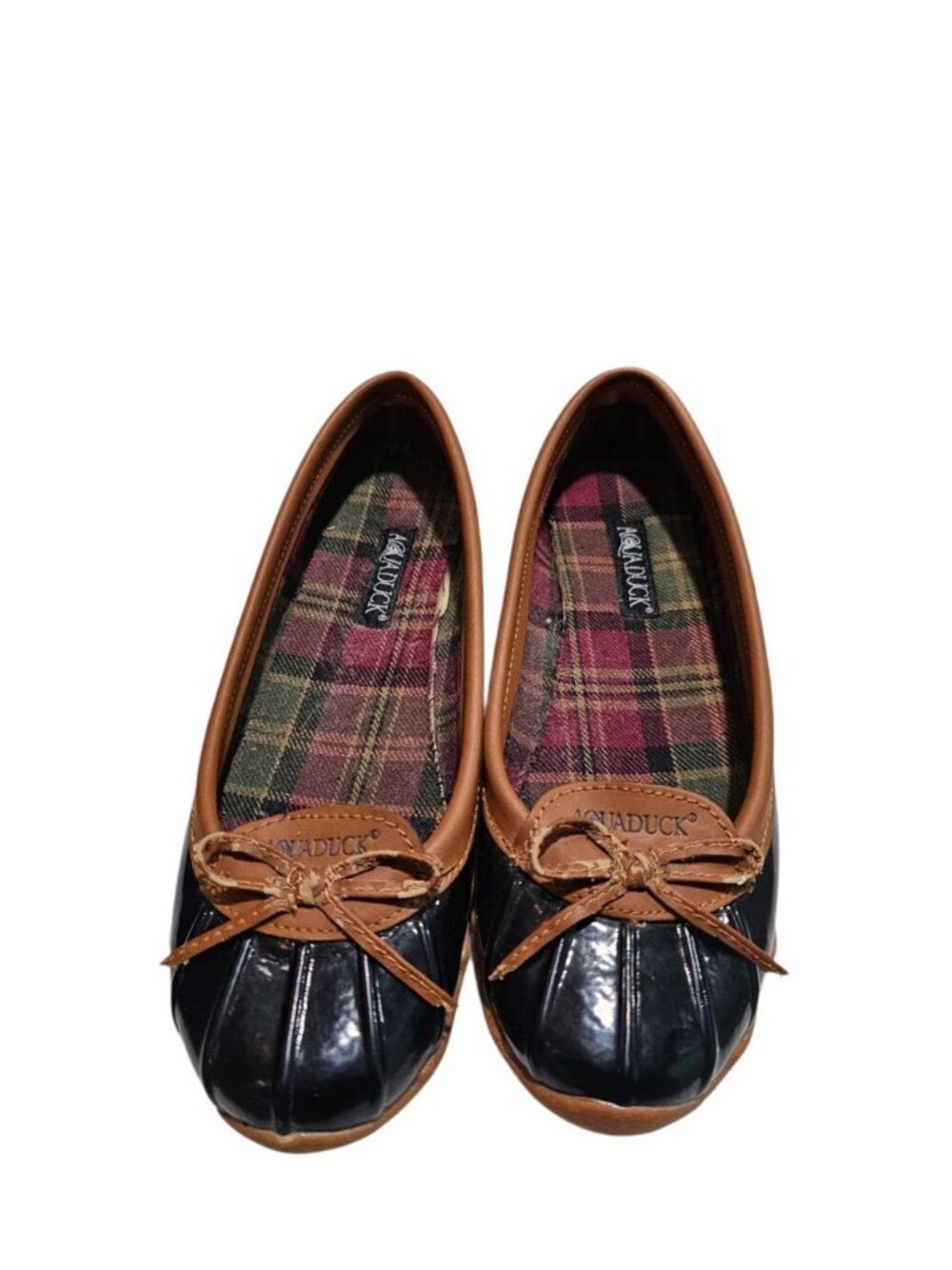 Aquaduck Women 6.5M Duck Shoes Black Tan Plaid Archival Cottagecore Rare Iconic - Picture 2 of 7